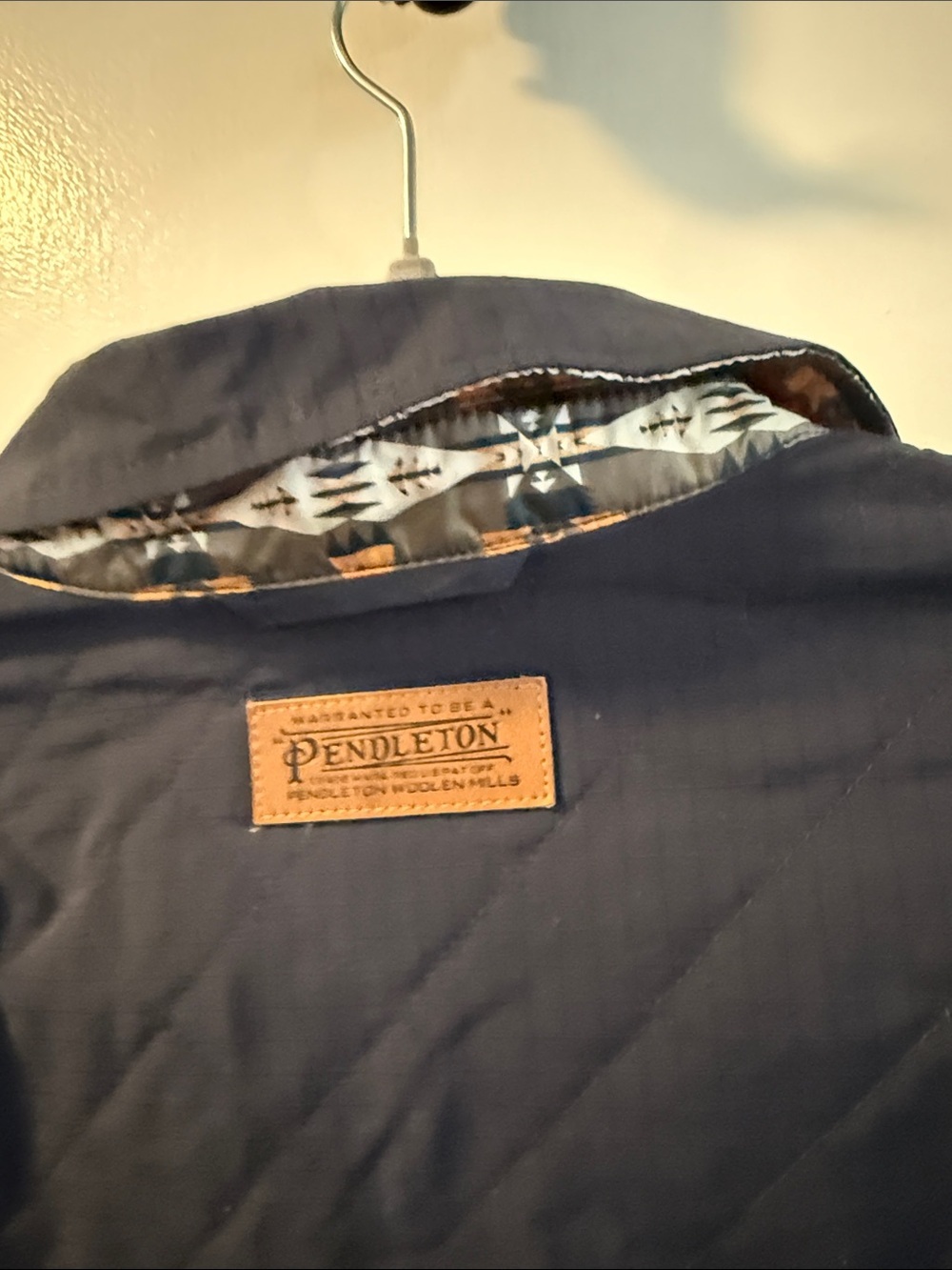 Pendleton Navy Quilted Button-Front Utility Jacket with Patterned Lining - Picture 4 of 7